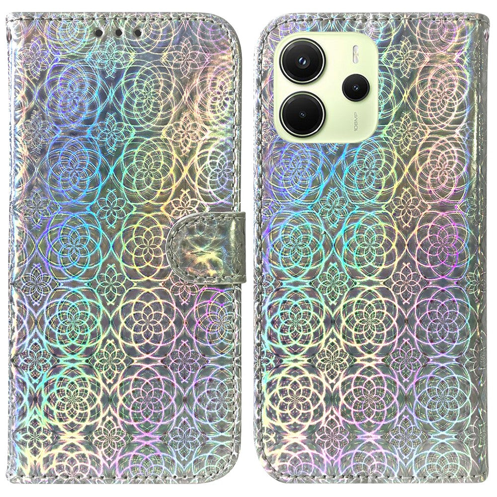 For Xiaomi Redmi Note 14 4G (163.25mm) Stand Case Dazzling Flower Leather Phone Cover