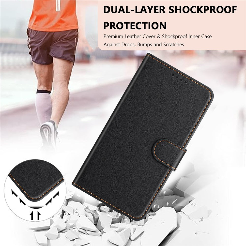 For Honor 200 Lite Leather Case Wallet Stand Solid Color Anti Drop Phone Cover