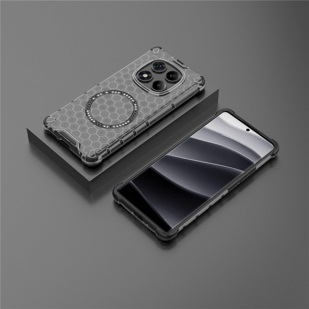 For Xiaomi Redmi Note 14 Pro 4G Magnetic Case Honeycomb Design TPU + PC Phone Cover