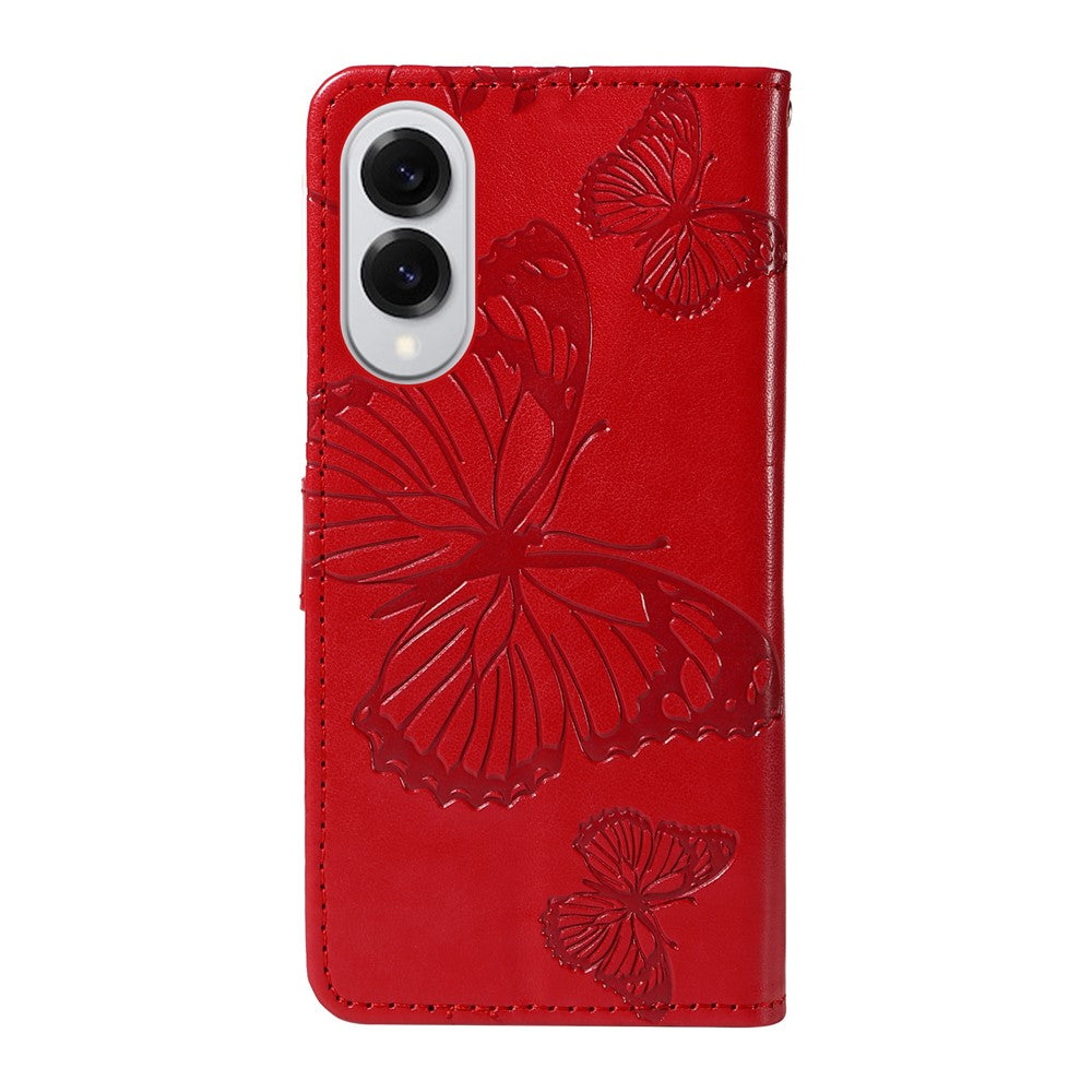 Galaxy S25 Edge Wallet-Hülle – Schmetterling Aufgedruckt & Mit Ständer und Riemen