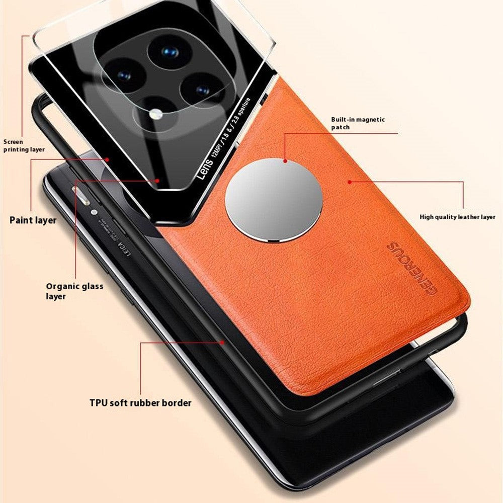 For Xiaomi Redmi Note 14 Pro 4G Case Leather Coated PC + TPU Phone Back Cover