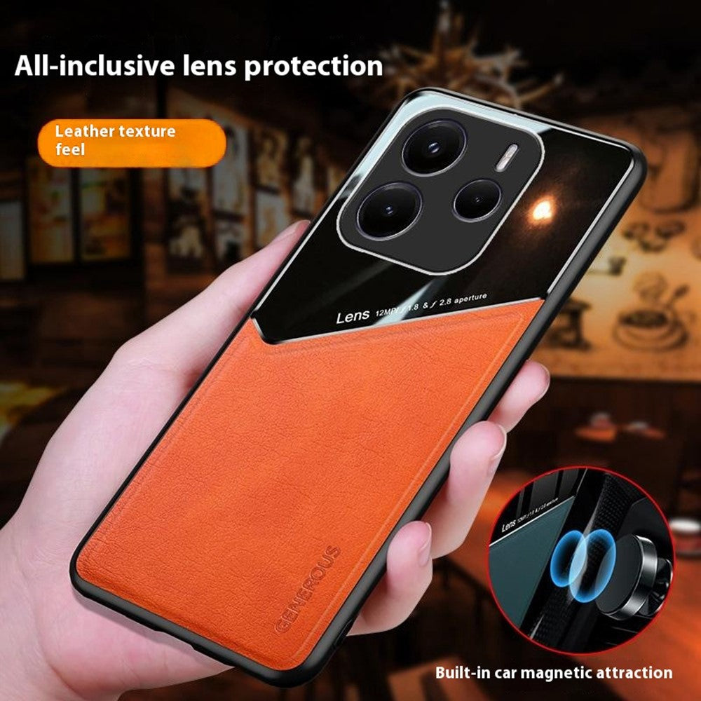 For Xiaomi Redmi Note 14 5G Case Leather Coated PC + TPU Phone Back Cover