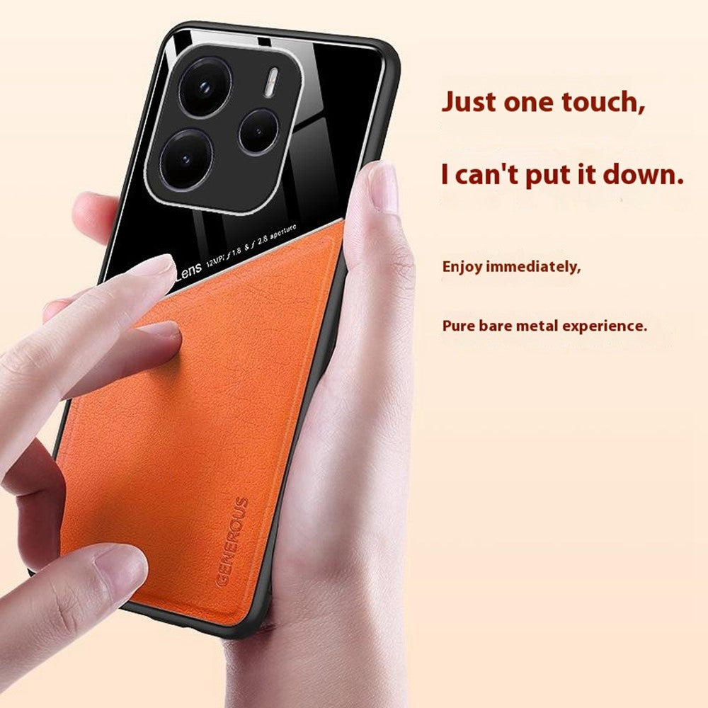 For Xiaomi Redmi Note 14 5G Case Leather Coated PC + TPU Phone Back Cover