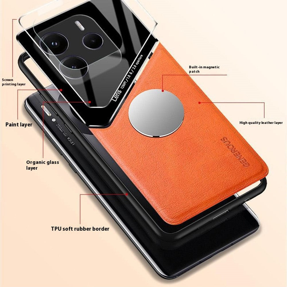 For Xiaomi Redmi Note 14 5G Case Leather Coated PC + TPU Phone Back Cover