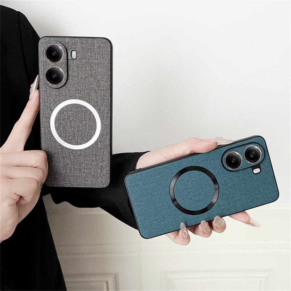 For Xiaomi Poco X7 Pro 5G Magnetic Case Drop-Proof TPU + Cloth Back Phone Cover