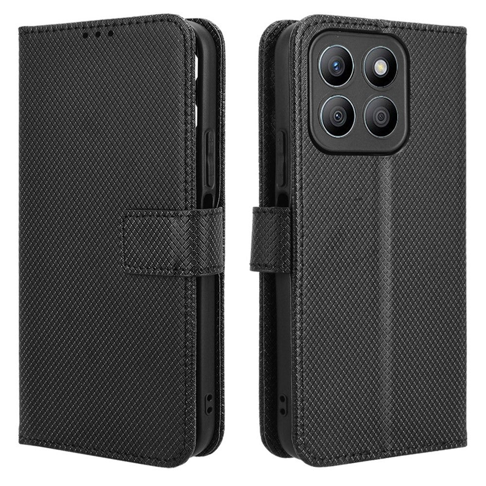 For Honor X8c 4G Case PU Leather Diamond Texture Wallet Phone Cover