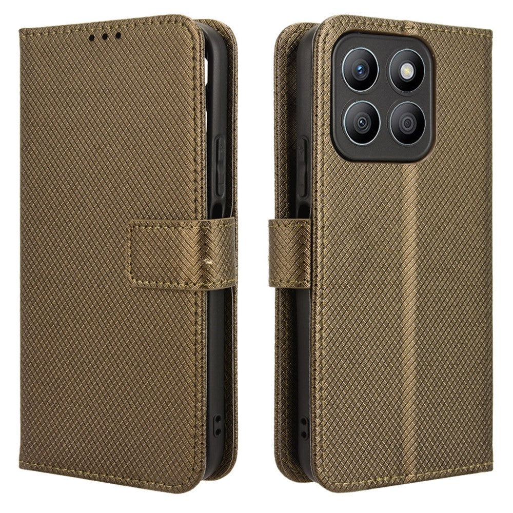 For Honor X8c 4G Case PU Leather Diamond Texture Wallet Phone Cover