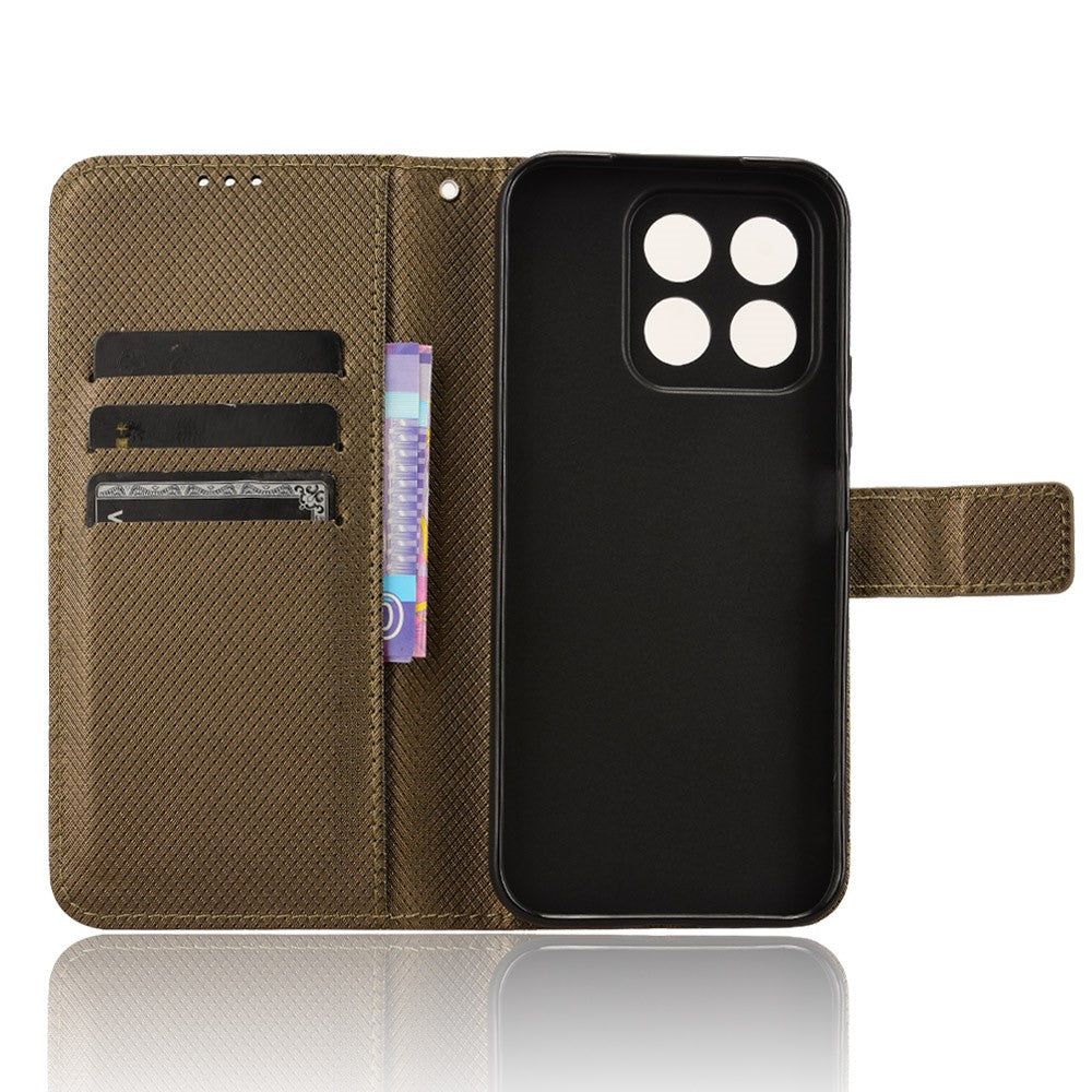 For Honor X8c 4G Case PU Leather Diamond Texture Wallet Phone Cover