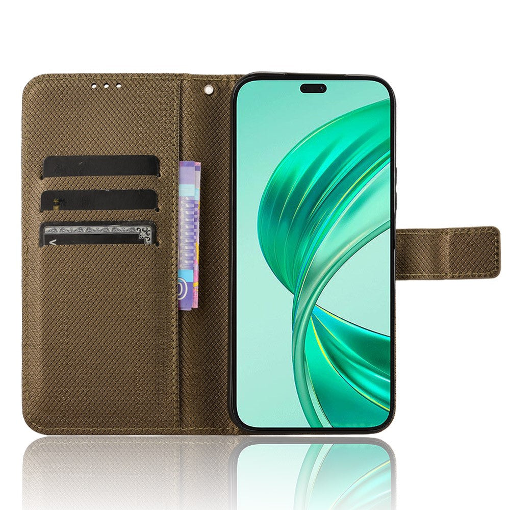 For Honor X8c 4G Case PU Leather Diamond Texture Wallet Phone Cover