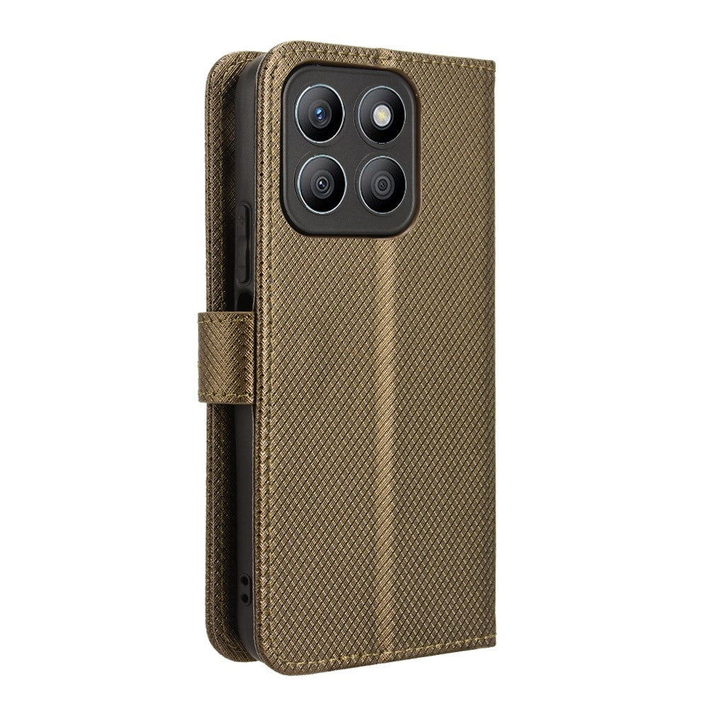 For Honor X8c 4G Case PU Leather Diamond Texture Wallet Phone Cover