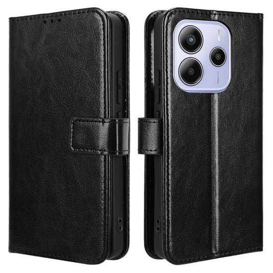 Xiaomi Redmi Note 14 4G (164.84mm) Handyhülle – Crazy Horse Textur PU-Leder-Telefon-Geldbörsen-Abdeckung
