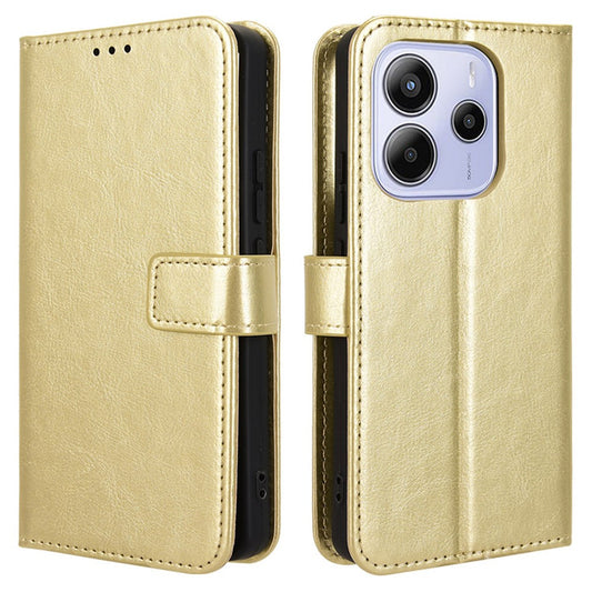 Xiaomi Redmi Note 14 4G (164.84mm) Handyhülle – Crazy Horse Textur PU-Leder-Telefon-Geldbörsen-Abdeckung