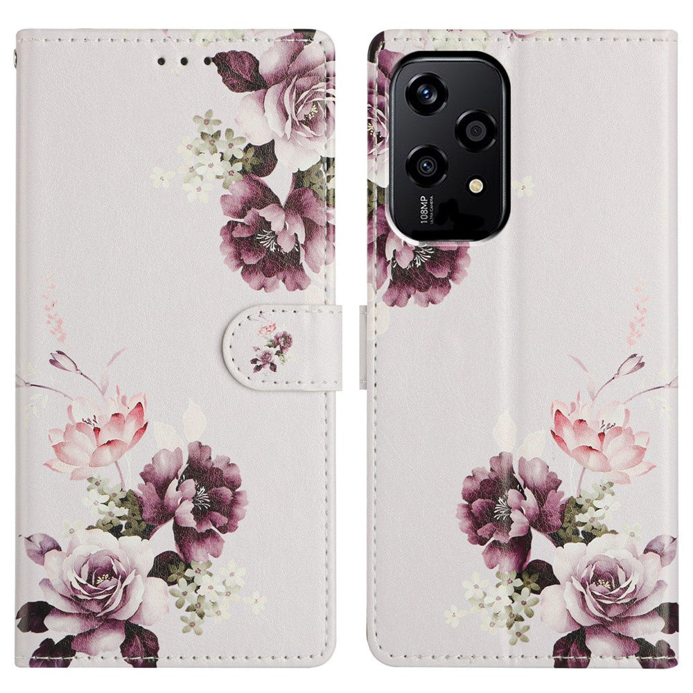 For Honor 200 Lite Wallet Phone Case PU Leather Flip Cover with Stand Card Holder Painted Design