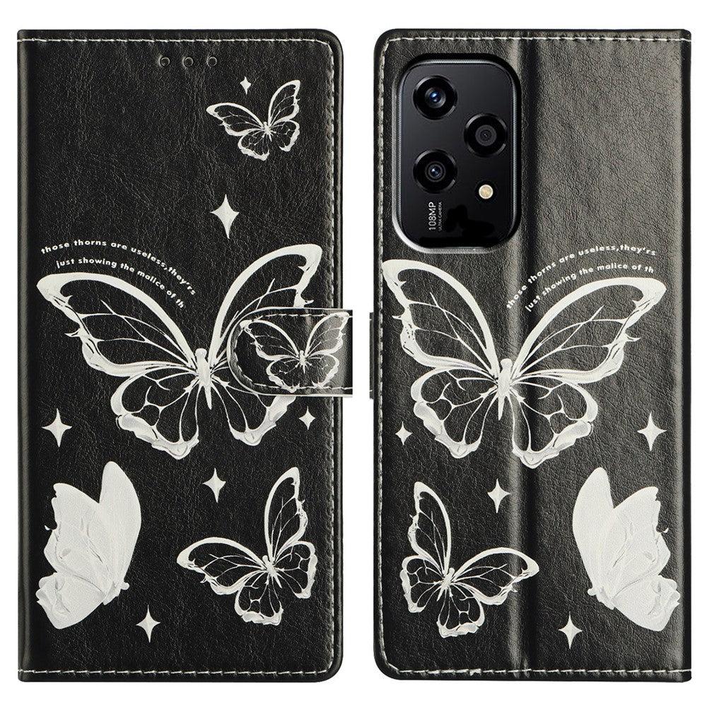 For Honor 200 Lite Wallet Phone Case PU Leather Flip Cover with Stand Card Holder Painted Design