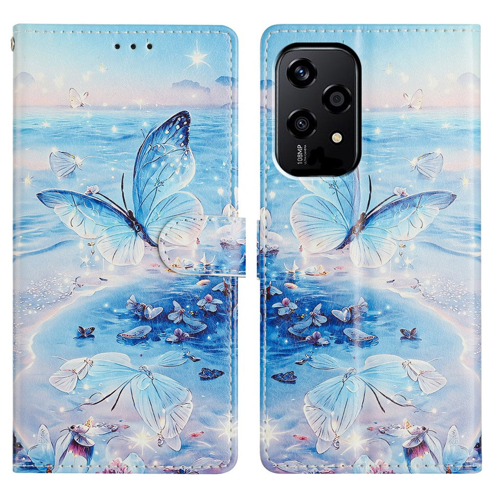 For Honor 200 Lite Wallet Phone Case PU Leather Flip Cover with Stand Card Holder Painted Design