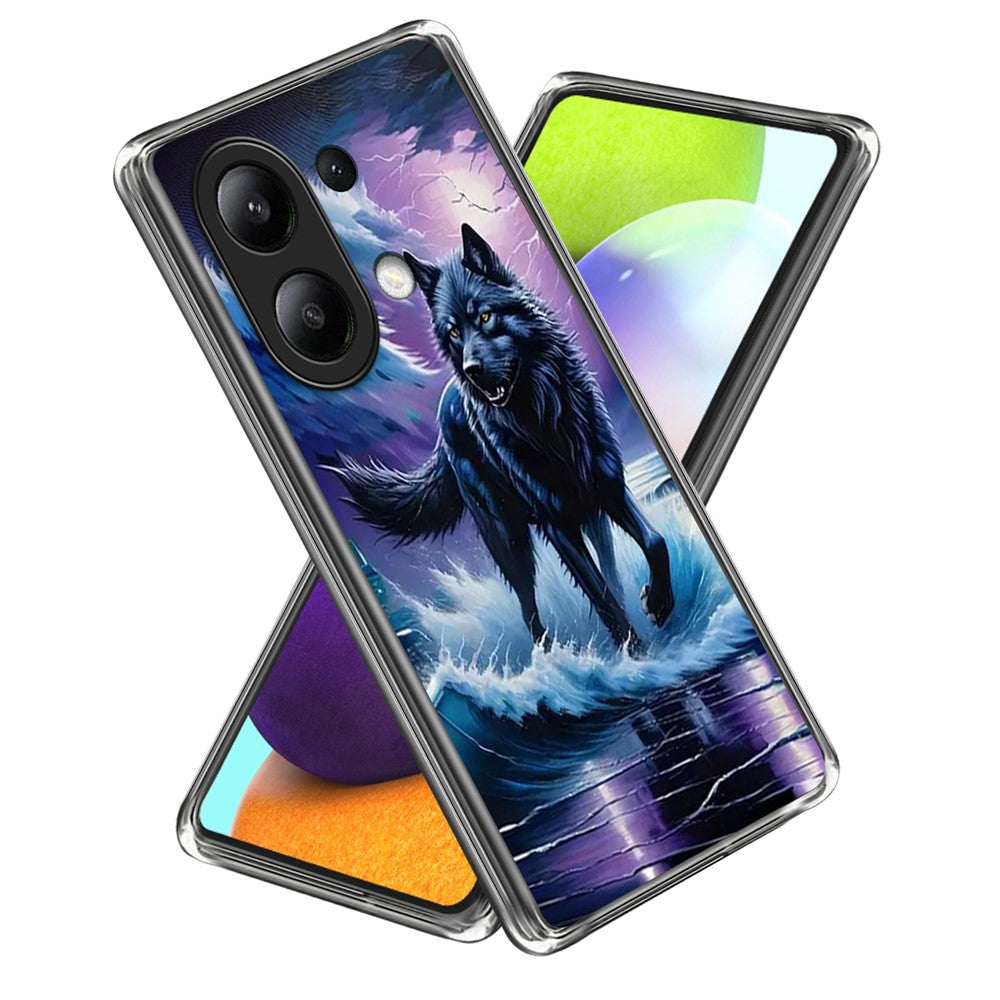 For Xiaomi Redmi Note 13 4G Case IMD Pattern Printed Shockproof TPU Phone Cover
