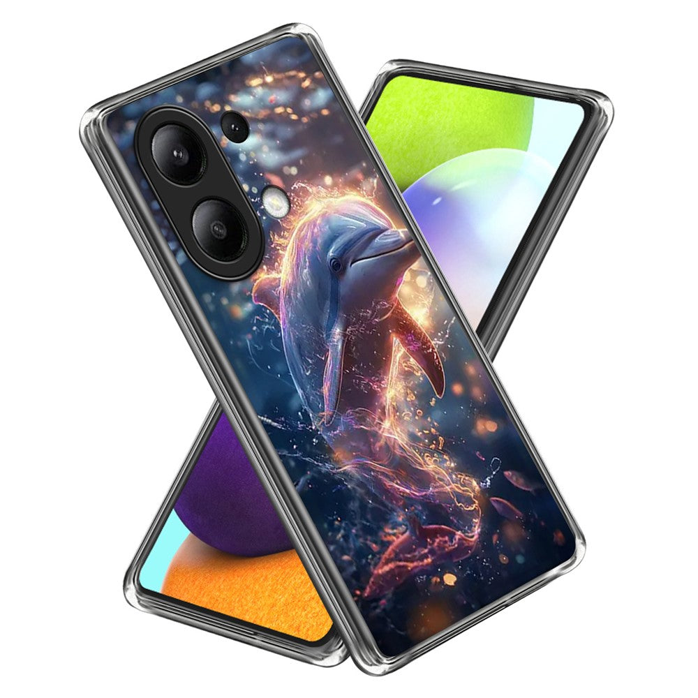 For Xiaomi Redmi Note 13 4G Case IMD Pattern Printed Shockproof TPU Phone Cover