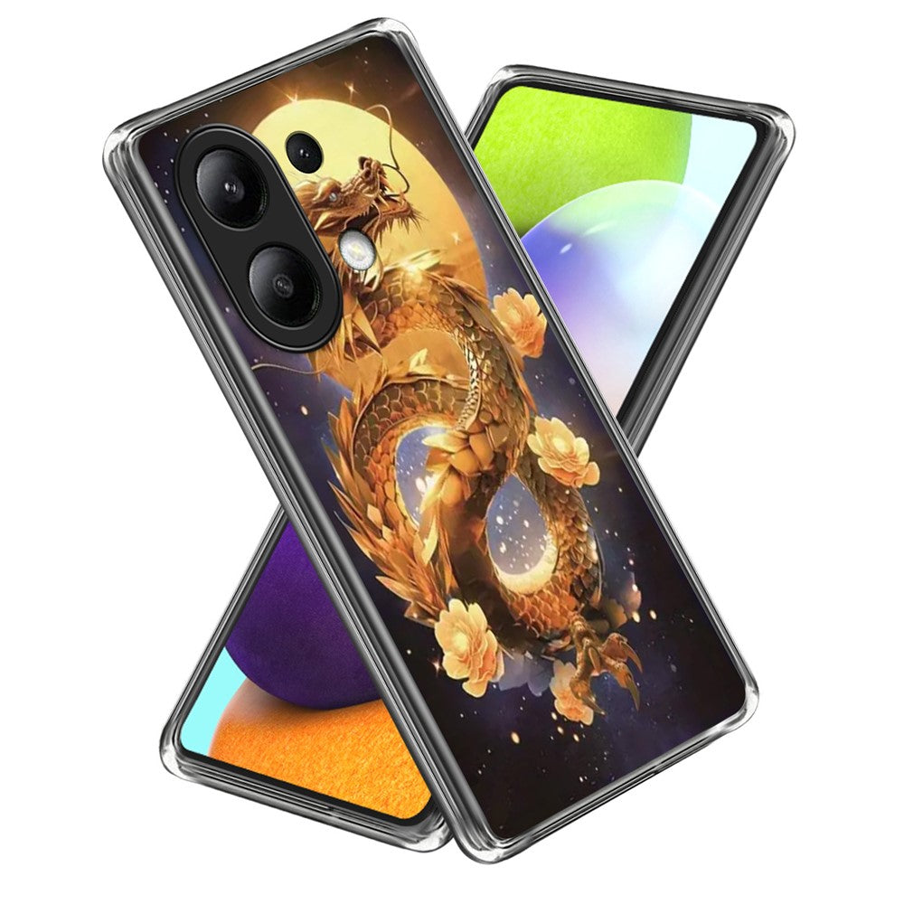 For Xiaomi Redmi Note 13 4G Case IMD Pattern Printed Shockproof TPU Phone Cover