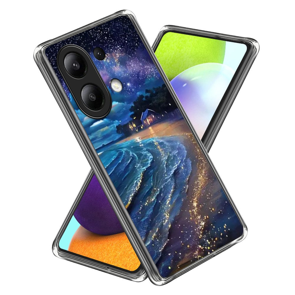For Xiaomi Redmi Note 13 4G Case IMD Pattern Printed Shockproof TPU Phone Cover