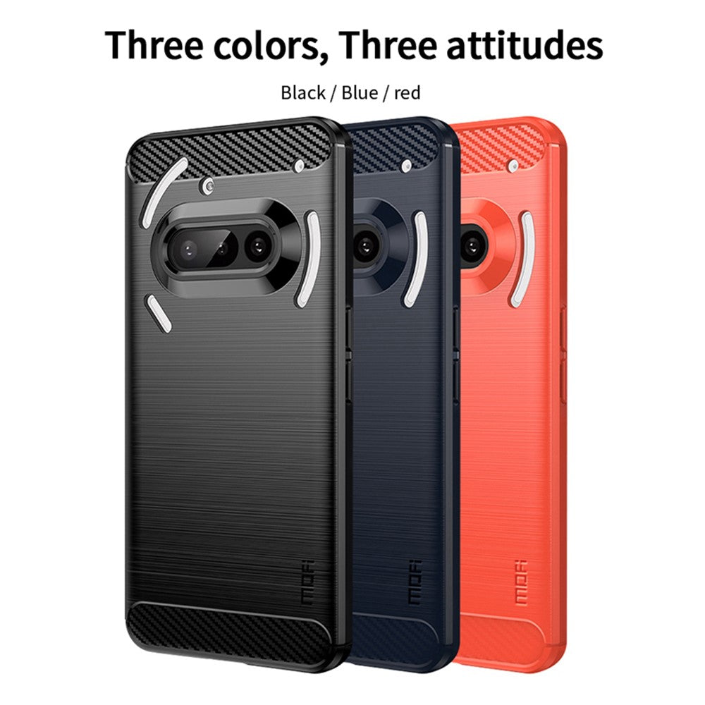 MOFI For Nothing Phone (3a) Back Cover  Brushed Texture Carbon Fiber Soft TPU Case