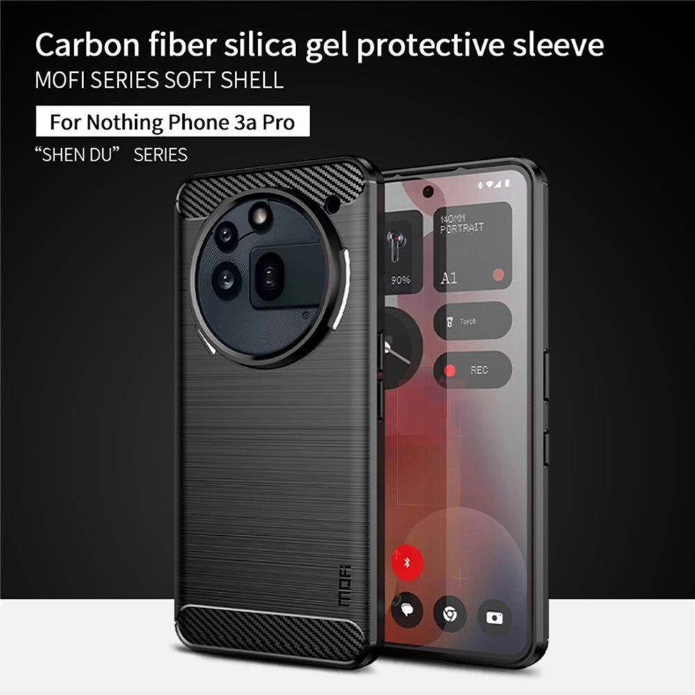MOFI For Nothing Phone (3a) Pro Back Cover  Brushed Texture Carbon Fiber Soft TPU Case