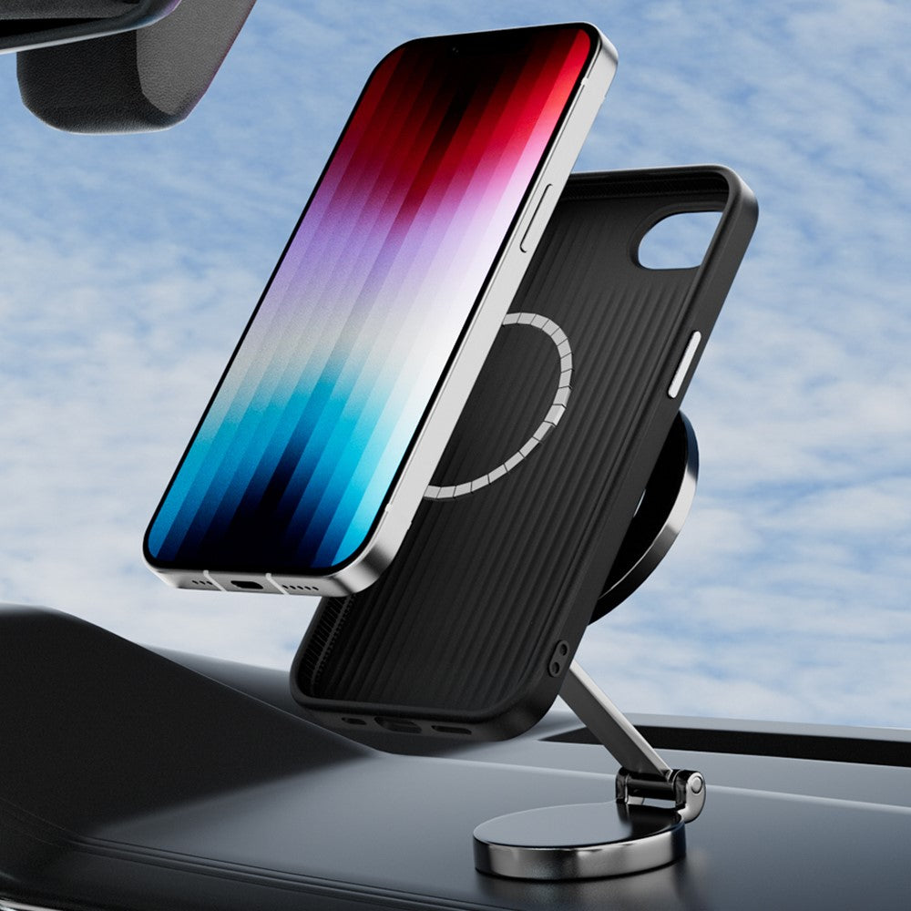 ABEEL For iPhone 17e / 16e Case Hidden Magnetic Printed PC TPU Aluminum Alloy Leather Phone Cover