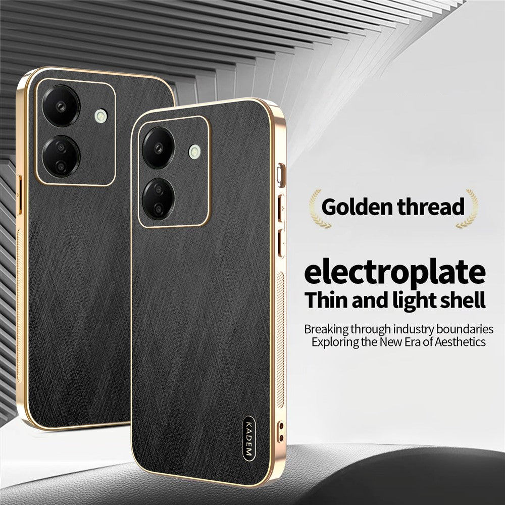 KADEM For Xiaomi Redmi 13C 4G / Poco C65 4G Case Electroplating Silk Texture PU + TPU Phone Back Cover