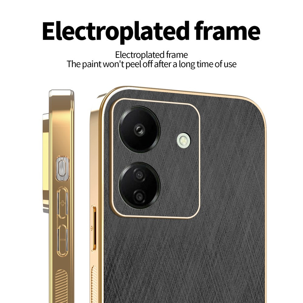 KADEM For Xiaomi Redmi 13C 4G / Poco C65 4G Case Electroplating Silk Texture PU + TPU Phone Back Cover