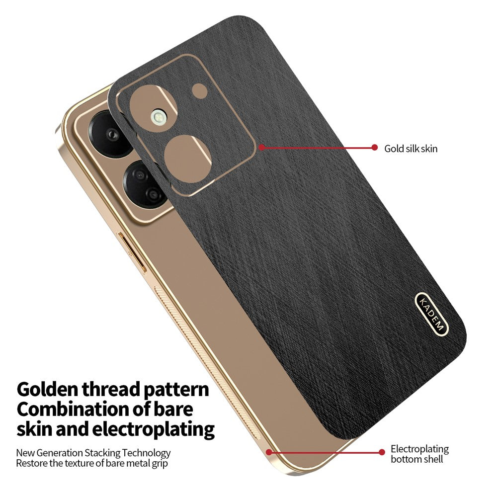 KADEM For Xiaomi Redmi 13C 4G / Poco C65 4G Case Electroplating Silk Texture PU + TPU Phone Back Cover