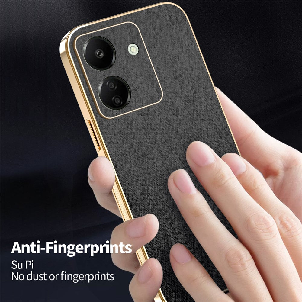 KADEM For Xiaomi Redmi 13C 4G / Poco C65 4G Case Electroplating Silk Texture PU + TPU Phone Back Cover