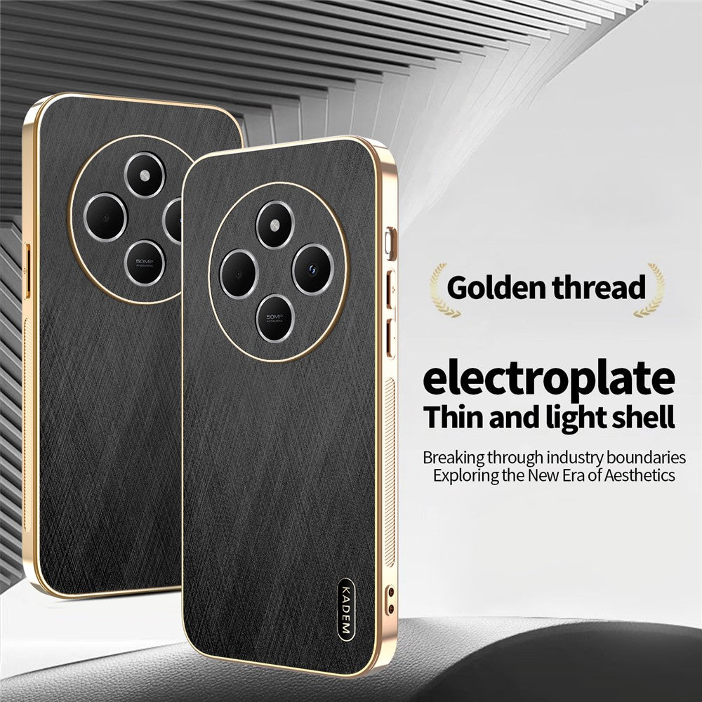 KADEM Phone Case For Xiaomi Redmi 14C 4G / 14R 5G / A4 5G / Poco C75 4G Electroplating Silk Texture PU + TPU Back Cover