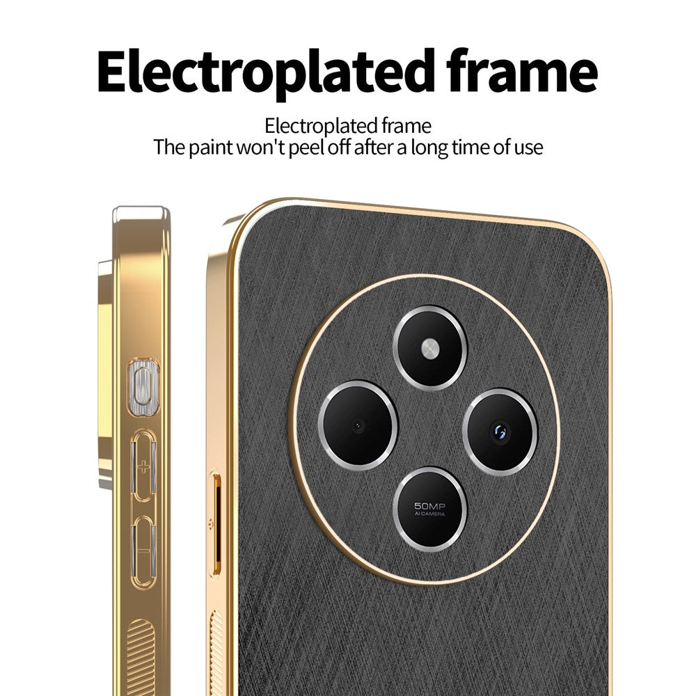 KADEM Phone Case For Xiaomi Redmi 14C 4G / 14R 5G / A4 5G / Poco C75 4G Electroplating Silk Texture PU + TPU Back Cover