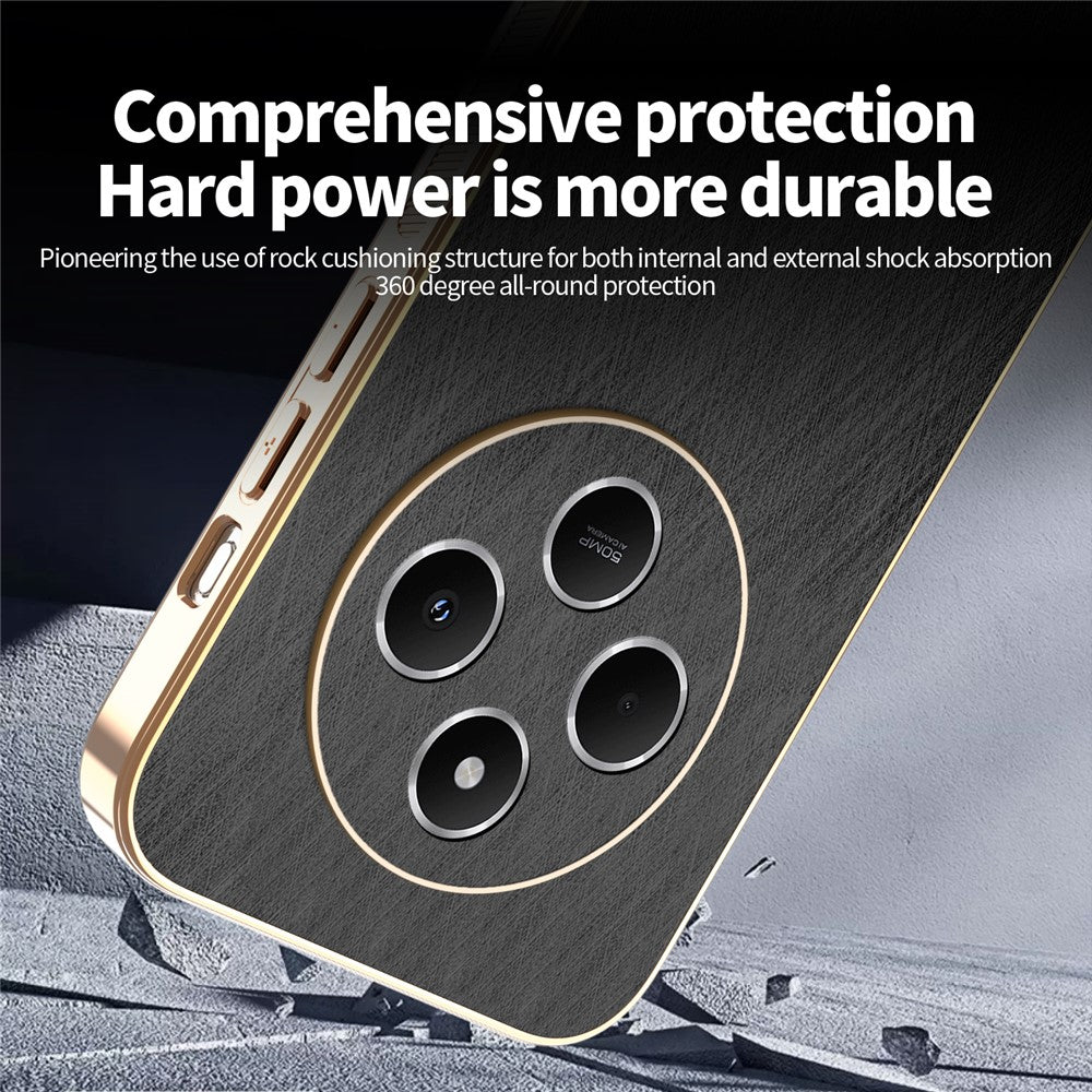 KADEM Phone Case For Xiaomi Redmi 14C 4G / 14R 5G / A4 5G / Poco C75 4G Electroplating Silk Texture PU + TPU Back Cover