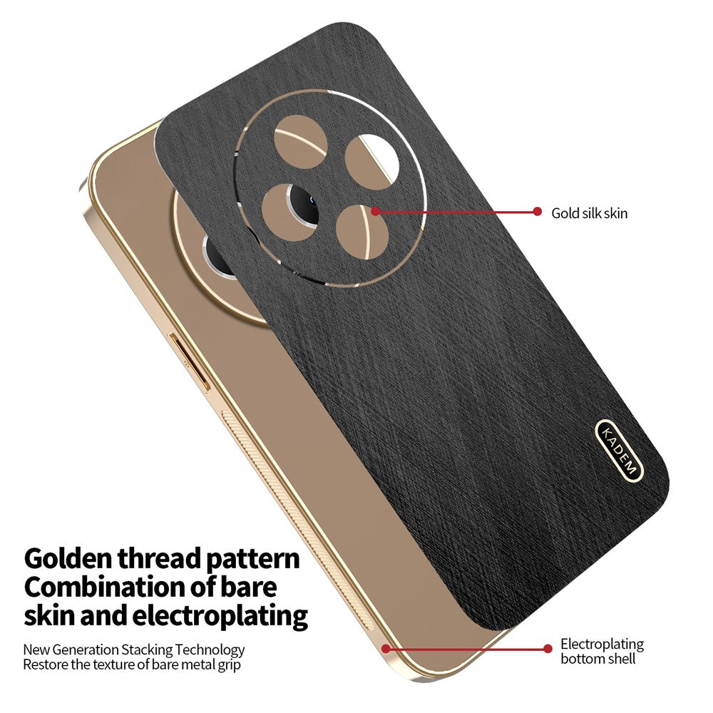KADEM Phone Case For Xiaomi Redmi 14C 4G / 14R 5G / A4 5G / Poco C75 4G Electroplating Silk Texture PU + TPU Back Cover