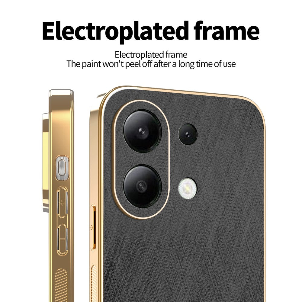 KADEM For Xiaomi Redmi Note 13 4G Case Electroplating Silk Texture PU + TPU Phone Back Cover