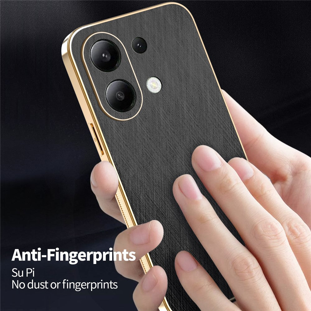 KADEM For Xiaomi Redmi Note 13 4G Case Electroplating Silk Texture PU + TPU Phone Back Cover