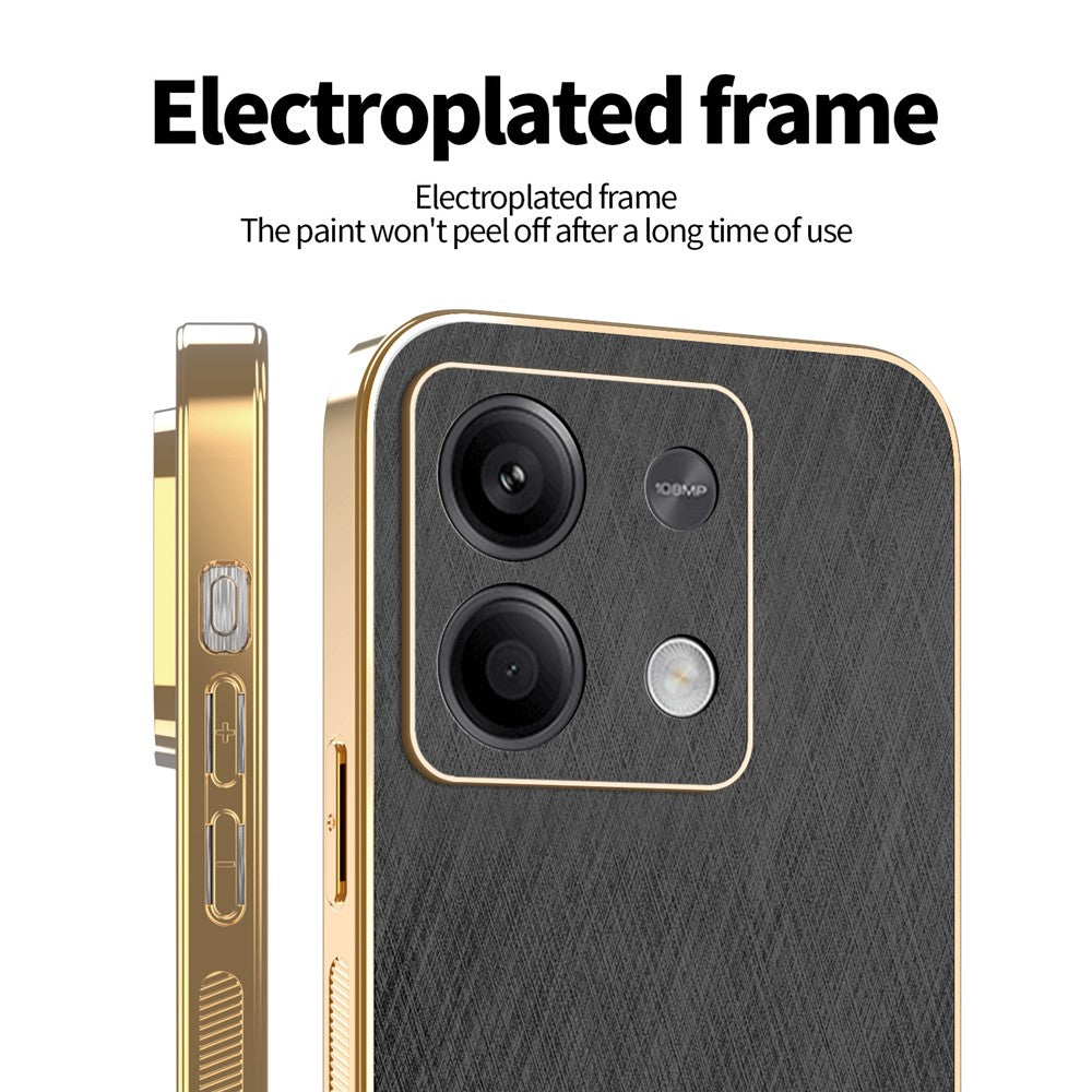 KADEM For Xiaomi Redmi Note 13 5G Case Electroplating Silk Texture PU + TPU Phone Back Cover