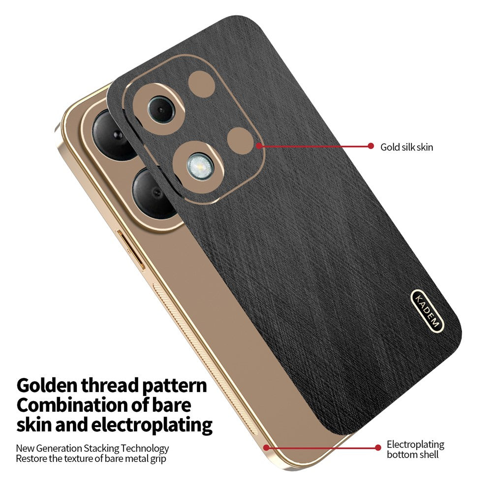 KADEM For Xiaomi Redmi Note 13 Pro 4G / Poco M6 Pro 4G Case Electroplating Silk Texture PU + TPU Phone Back Cover