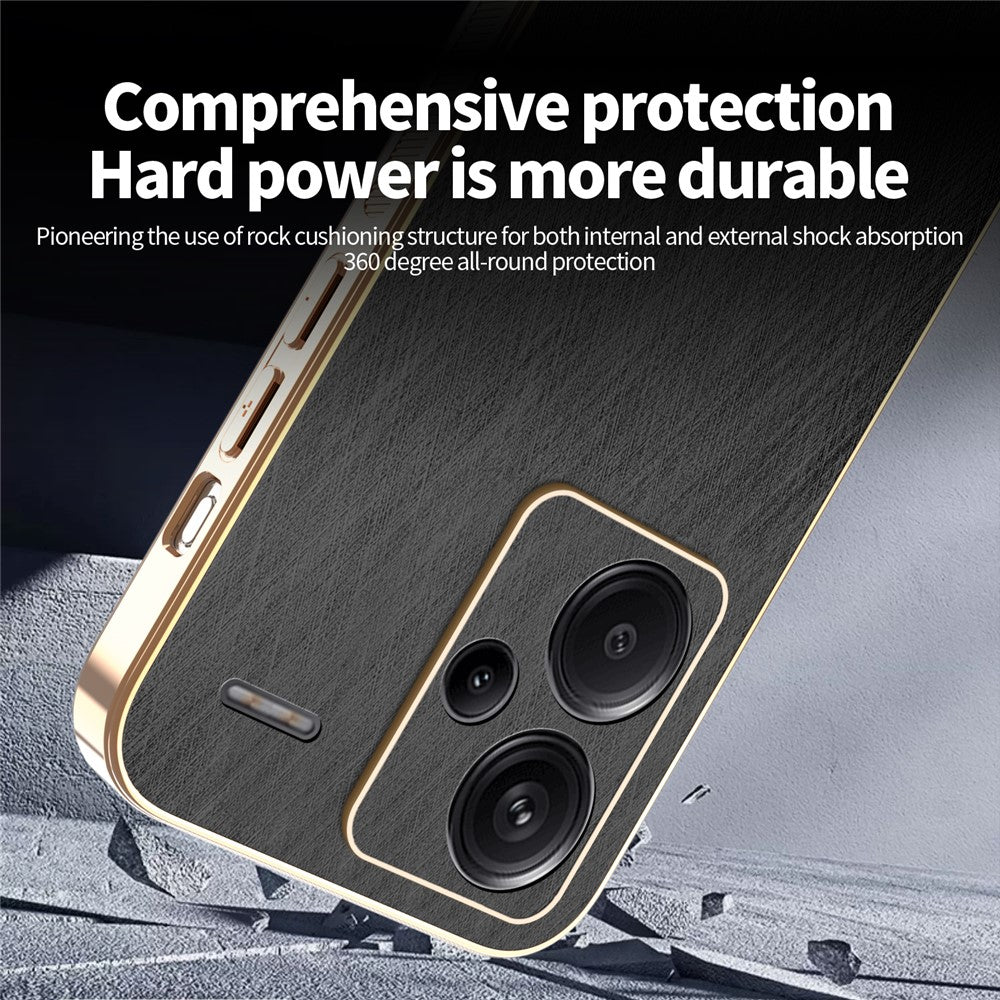 KADEM For Xiaomi Redmi Note 13 Pro+ 5G Case Electroplating Silk Texture PU + TPU Phone Back Cover