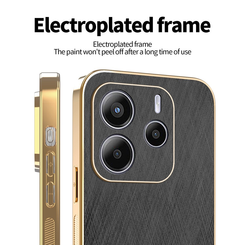KADEM For Xiaomi Redmi Note 14 4G (164.84mm) Case Electroplating Silk Texture PU + TPU Phone Back Cover