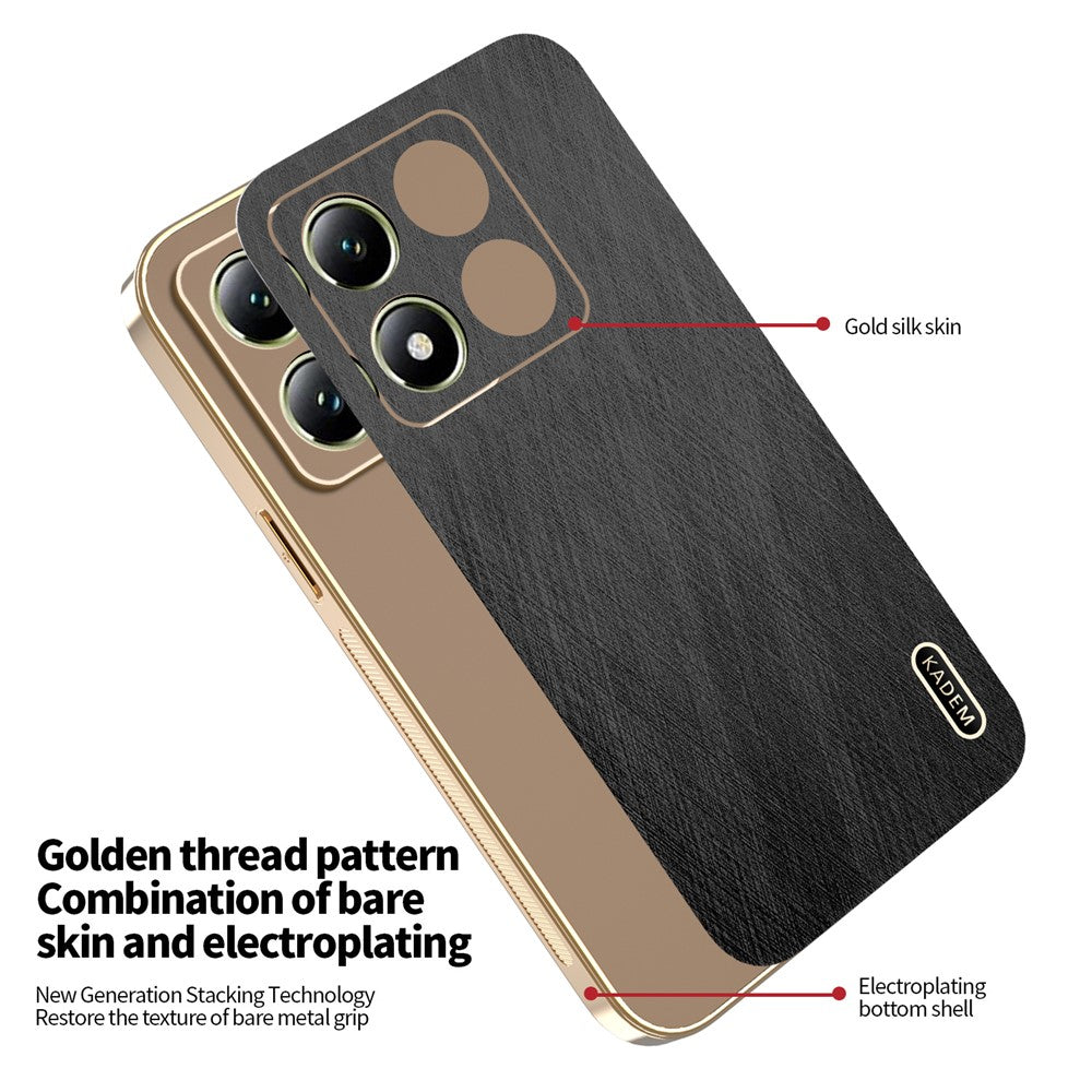 KADEM For Xiaomi 14T Case Electroplating Silk Texture PU + TPU Phone Back Cover