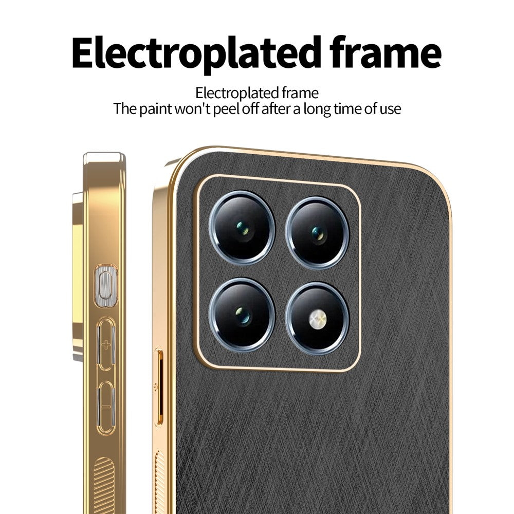 KADEM For Xiaomi 14T Pro Case Electroplating Silk Texture PU + TPU Phone Back Cover