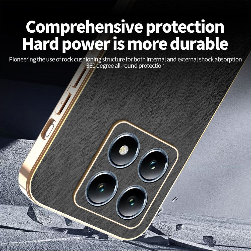 KADEM For Xiaomi 14T Pro Case Electroplating Silk Texture PU + TPU Phone Back Cover