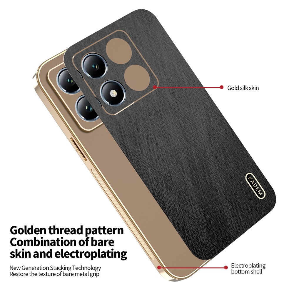 KADEM For Xiaomi 14T Pro Case Electroplating Silk Texture PU + TPU Phone Back Cover