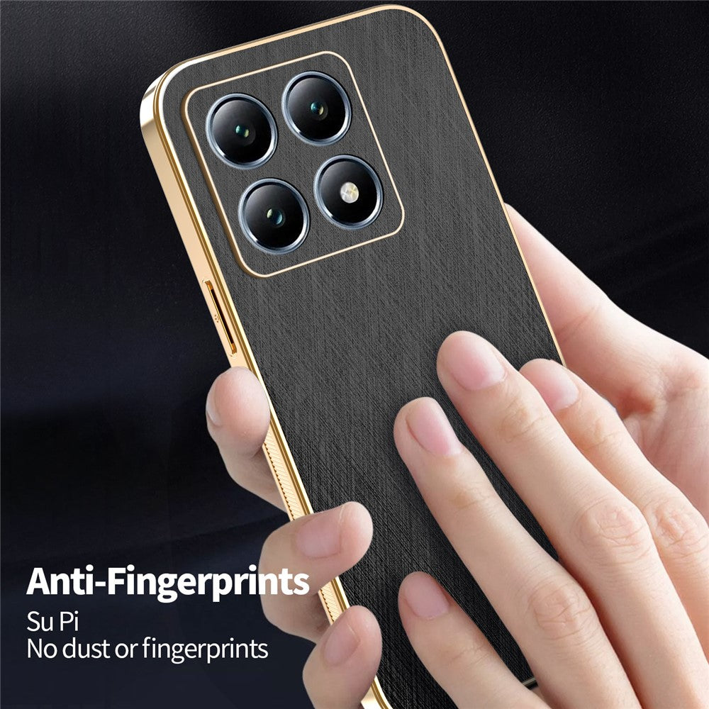 KADEM For Xiaomi 14T Pro Case Electroplating Silk Texture PU + TPU Phone Back Cover