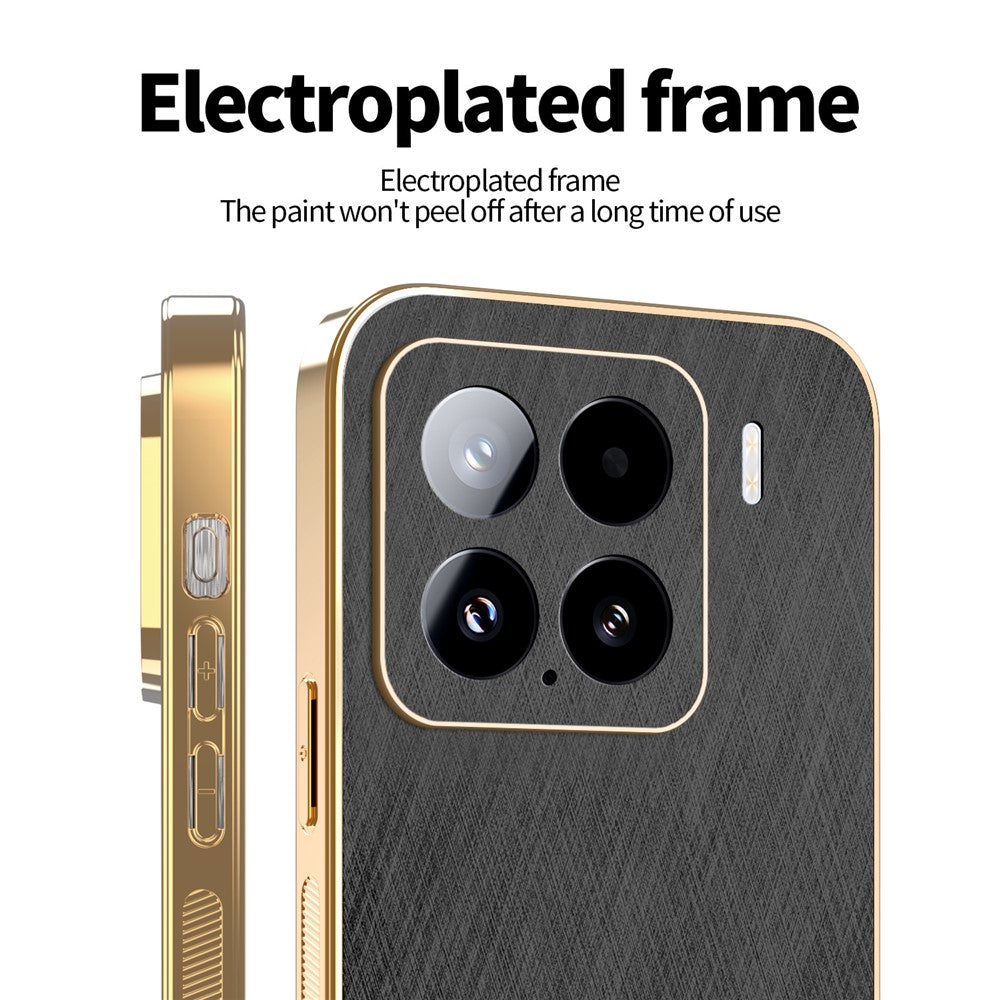 KADEM For Xiaomi 15 Case Electroplating Silk Texture PU + TPU Phone Back Cover