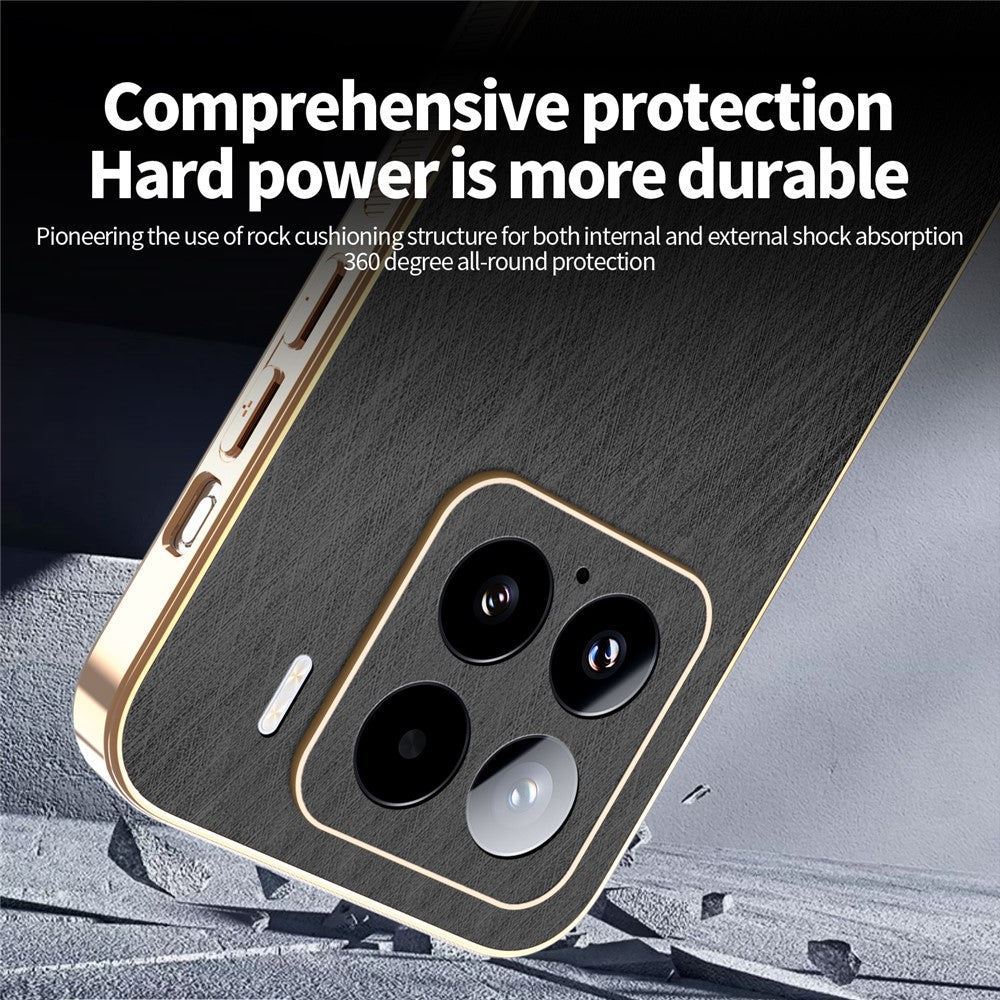 KADEM For Xiaomi 15 Case Electroplating Silk Texture PU + TPU Phone Back Cover