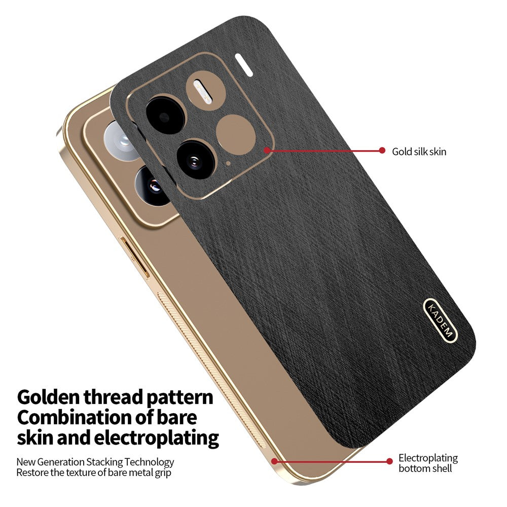 KADEM For Xiaomi 15 Case Electroplating Silk Texture PU + TPU Phone Back Cover