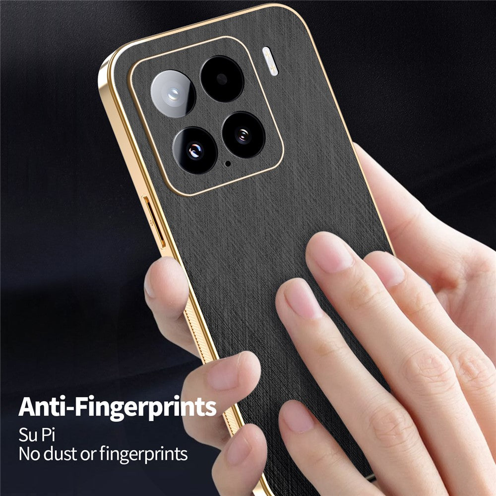 KADEM For Xiaomi 15 Case Electroplating Silk Texture PU + TPU Phone Back Cover