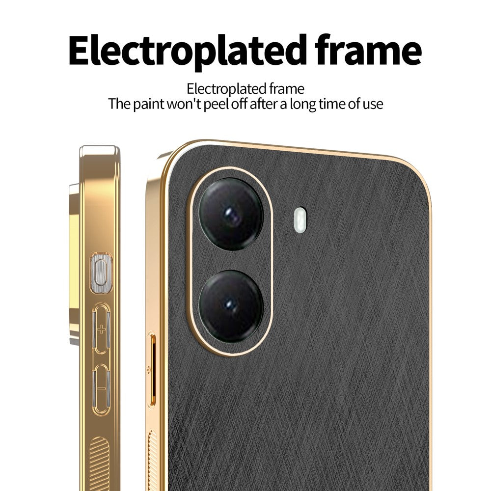 KADEM For Xiaomi Poco X7 Pro 5G Case Electroplating Silk Texture PU + TPU Phone Back Cover
